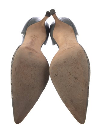 Manolo Blahnik Leather Mesh Accents D'Orsay Pumps