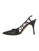 Manolo Blahnik GG Embossed Leather Slingback Pumps