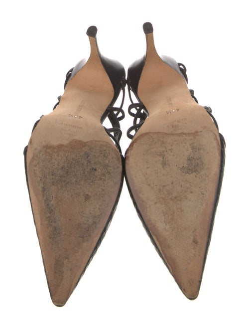 Manolo Blahnik GG Embossed Leather Slingback Pumps