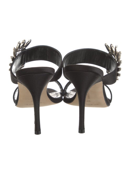 Manolo Blahnik Satin Crystal Embellishments Slides