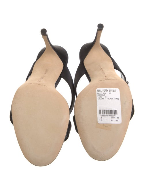 Manolo Blahnik Satin Crystal Embellishments Slides