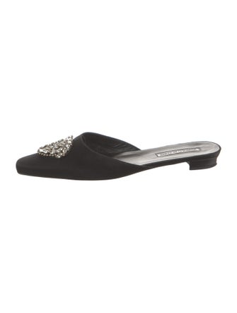Manolo Blahnik Satin Crystal Embellishments Mules
