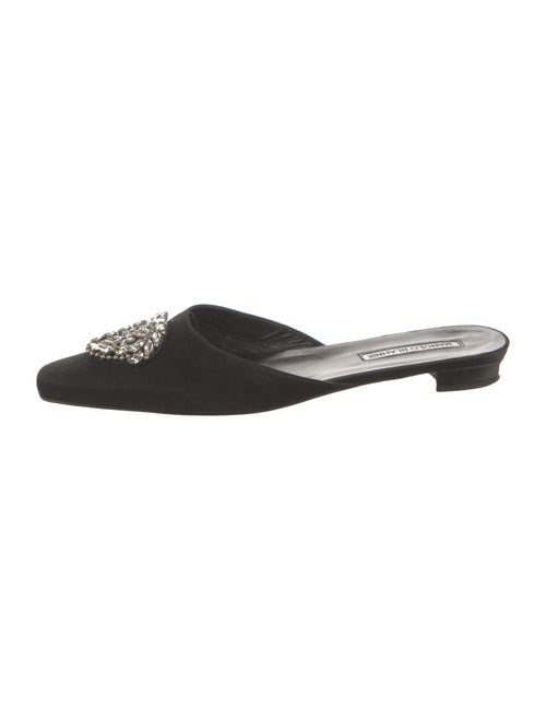 Manolo Blahnik Satin Crystal Embellishments Mules