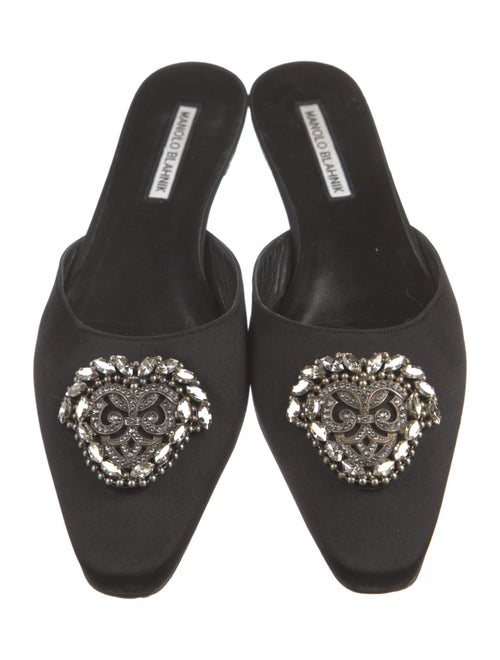Manolo Blahnik Satin Crystal Embellishments Mules