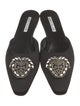 Manolo Blahnik Satin Crystal Embellishments Mules