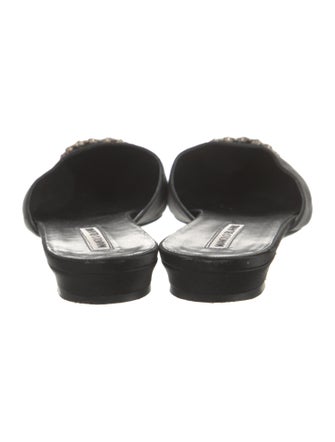 Manolo Blahnik Satin Crystal Embellishments Mules