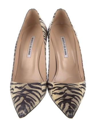 Manolo Blahnik Embossed Leather Animal Print Pumps