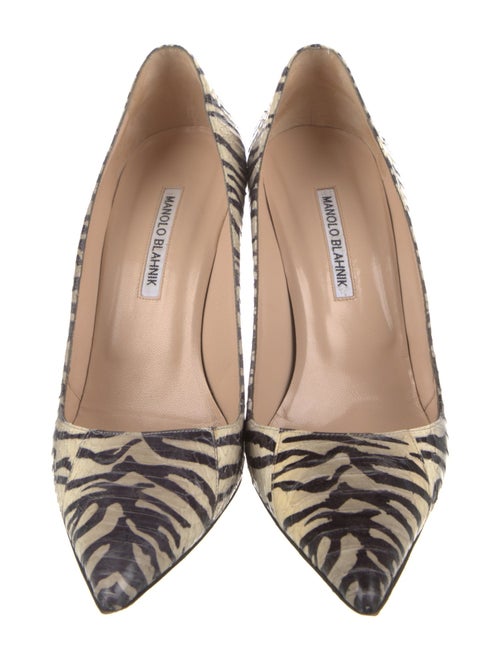 Manolo Blahnik Embossed Leather Animal Print Pumps