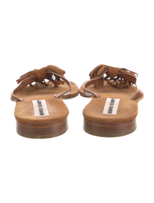 Manolo Blahnik Suede Bow Accents Slides