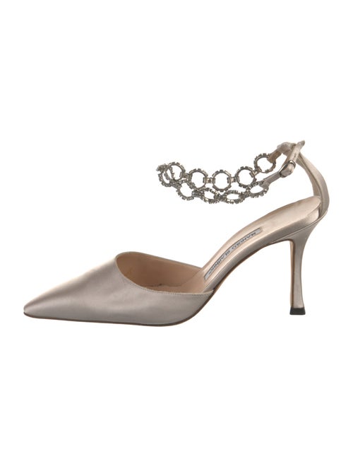 Manolo Blahnik Satin Crystal Embellishments D'Orsay Pumps