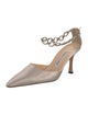 Manolo Blahnik Satin Crystal Embellishments D'Orsay Pumps