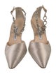 Manolo Blahnik Satin Crystal Embellishments D'Orsay Pumps