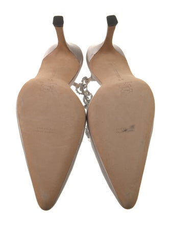 Manolo Blahnik Satin Crystal Embellishments D'Orsay Pumps