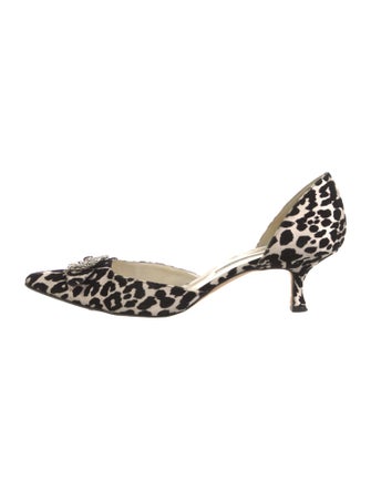 Manolo Blahnik Velvet Animal Print D'Orsay Pumps