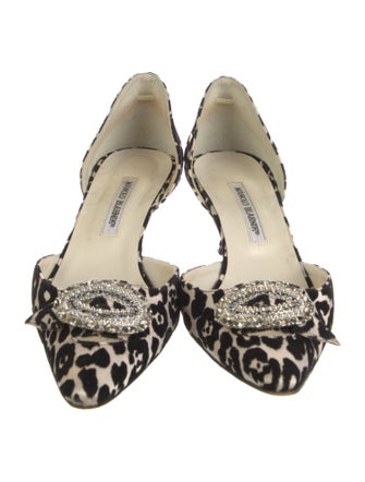 Manolo Blahnik Velvet Animal Print D'Orsay Pumps