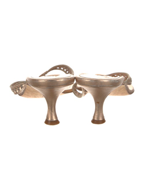 Manolo Blahnik Leather Lasercut Accents Slides