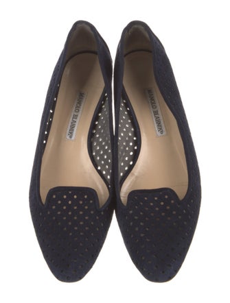 Manolo Blahnik Suede Mesh Accents Flats