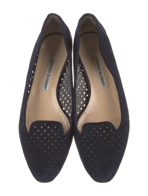 Manolo Blahnik Suede Mesh Accents Flats