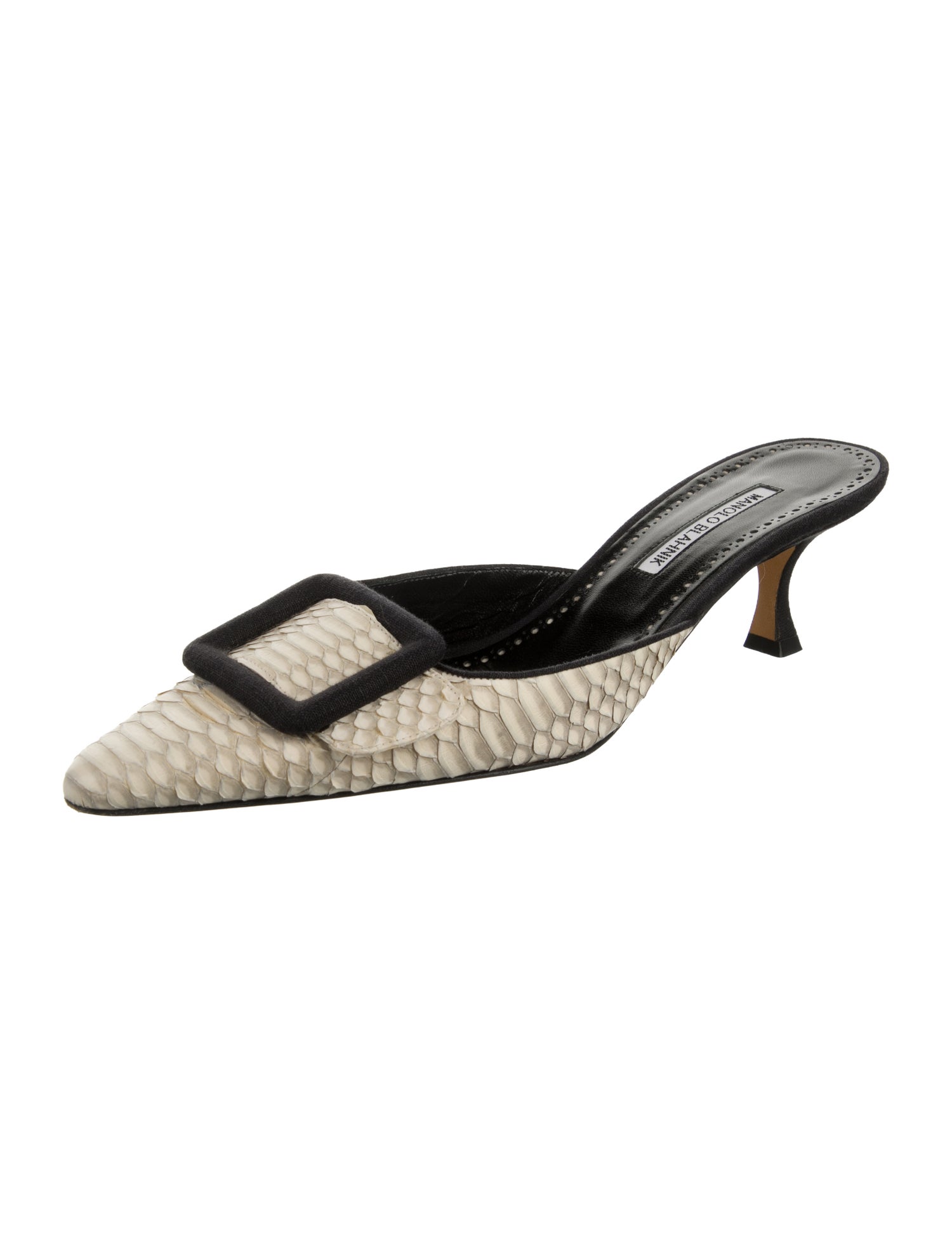 Manolo Blahnik Python Animal Print Mules