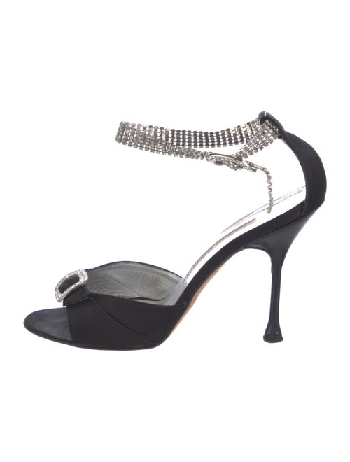 Manolo Blahnik Satin Crystal Embellishments Sandals