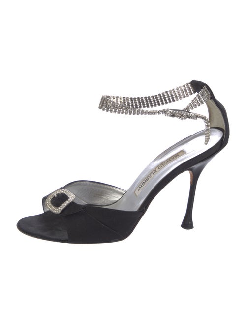 Manolo Blahnik Satin Crystal Embellishments Sandals