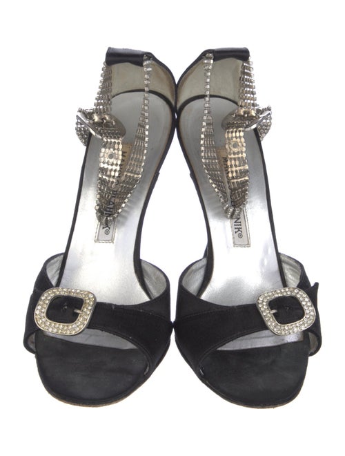 Manolo Blahnik Satin Crystal Embellishments Sandals