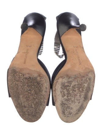 Manolo Blahnik Satin Crystal Embellishments Sandals
