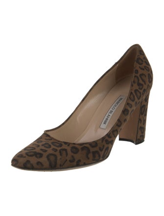 Manolo Blahnik Suede Animal Print Pumps
