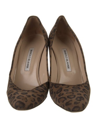 Manolo Blahnik Suede Animal Print Pumps