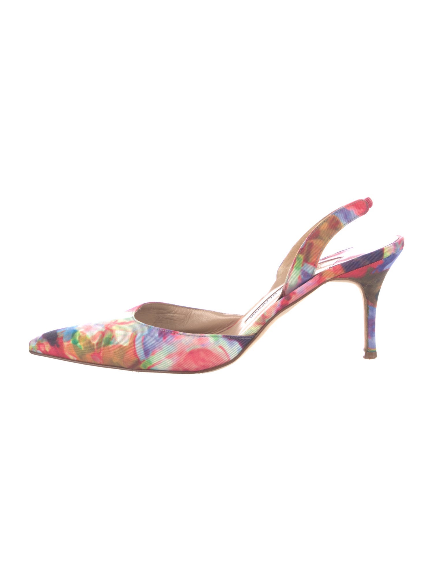 Manolo Blahnik Floral Print Slingback Pumps