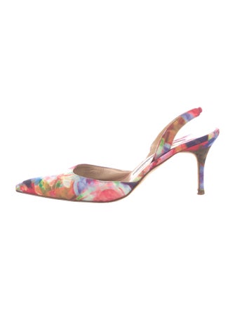 Manolo Blahnik Floral Print Slingback Pumps