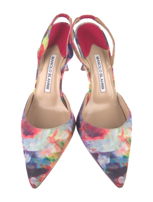Manolo Blahnik Floral Print Slingback Pumps