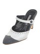 Manolo Blahnik Denim Colorblock Pattern Mules