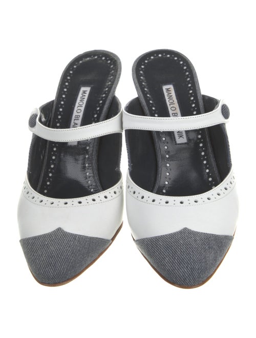 Manolo Blahnik Denim Colorblock Pattern Mules