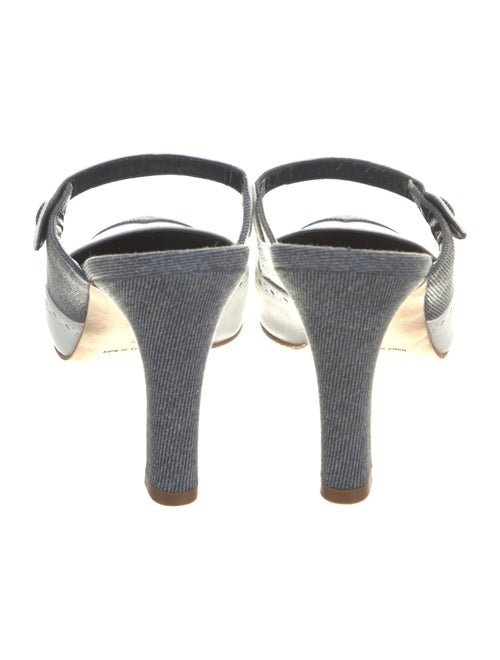 Manolo Blahnik Denim Colorblock Pattern Mules