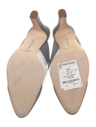 Manolo Blahnik Denim Colorblock Pattern Mules