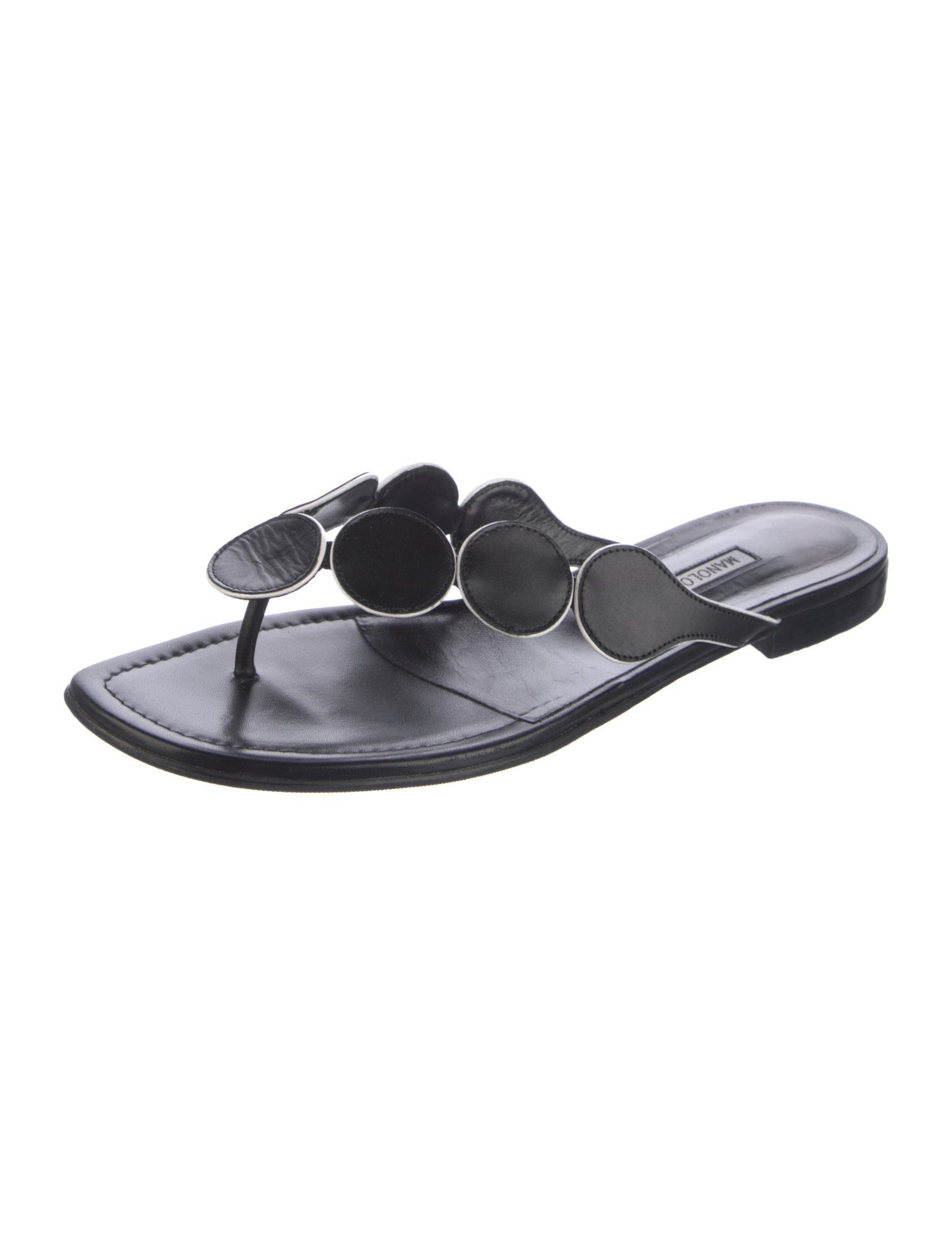 Manolo Blahnik Leather Slides