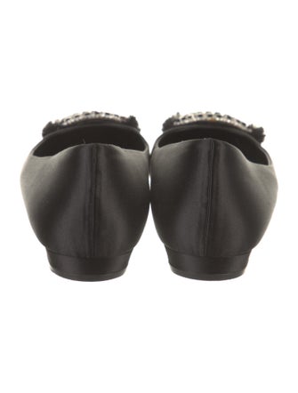 Manolo Blahnik Satin Crystal Embellishments Flats
