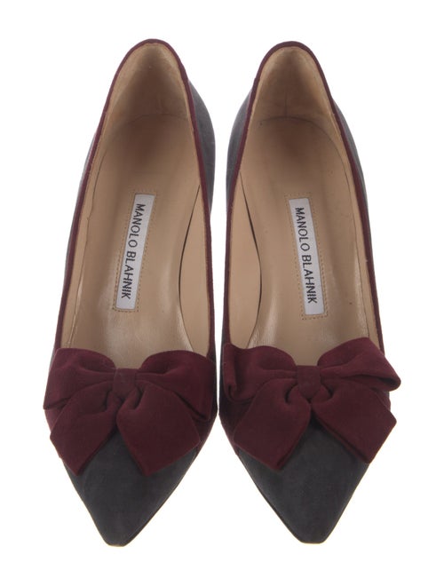 Manolo Blahnik Suede Bow Accents Pumps