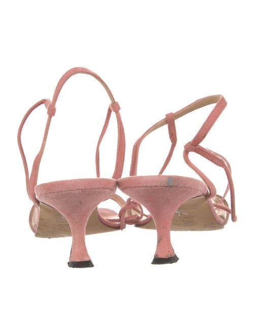 Manolo Blahnik Suede Crystal Embellishments Slingback Sandals