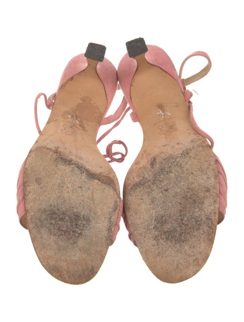 Manolo Blahnik Suede Crystal Embellishments Slingback Sandals