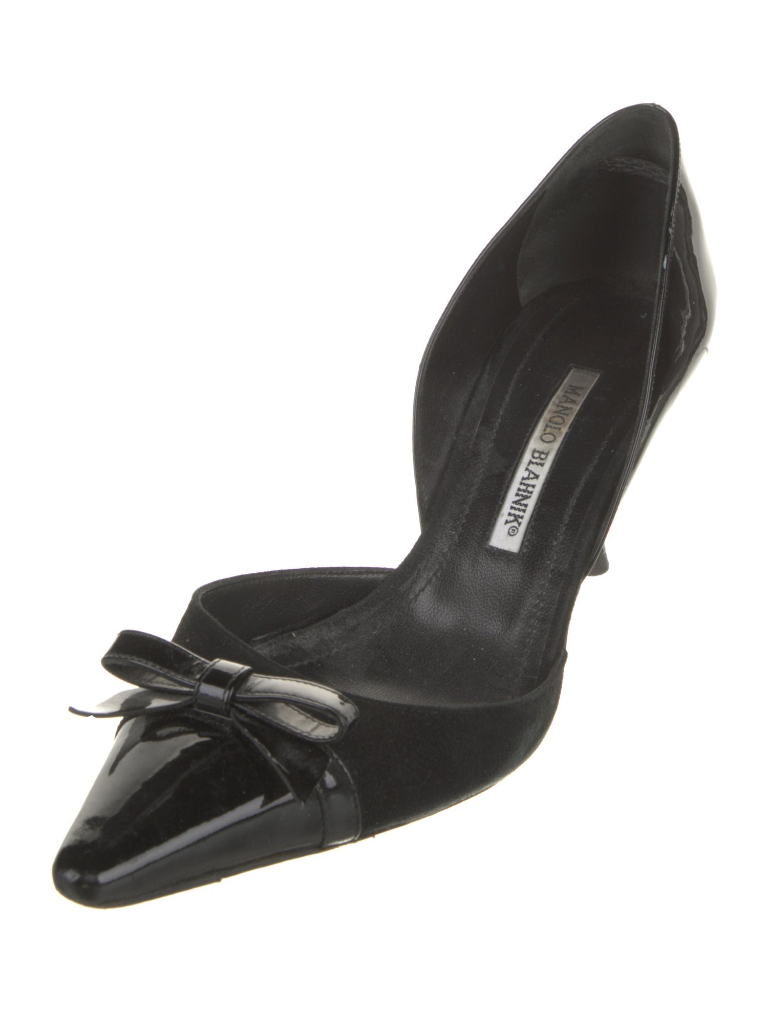 Manolo Blahnik Patent Leather Bow Accents D'Orsay Pumps