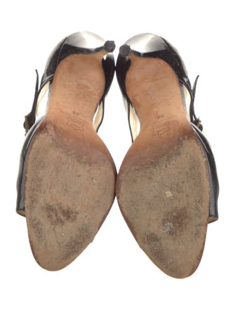 Manolo Blahnik Patent Leather Leather Trim Embellishment Sandals