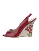Manolo Blahnik Patent Leather Floral Print Slingback Sandals