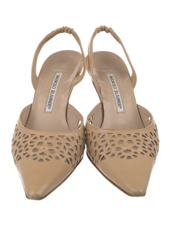 Manolo Blahnik Leather Lasercut Accents Slingback Pumps
