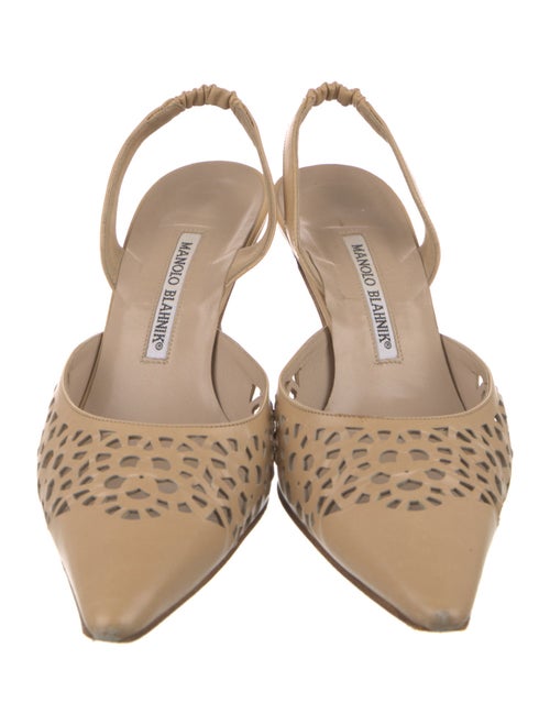 Manolo Blahnik Leather Lasercut Accents Slingback Pumps
