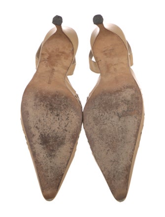 Manolo Blahnik Leather Lasercut Accents Slingback Pumps