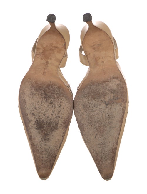 Manolo Blahnik Leather Lasercut Accents Slingback Pumps