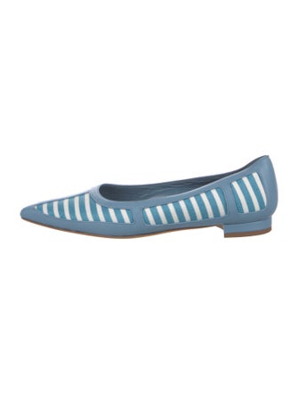 Manolo Blahnik Leather Striped Ballet Flats