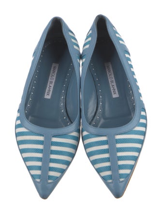Manolo Blahnik Leather Striped Ballet Flats